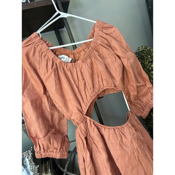 Sovere Entice Reversible Mini Cutout Linen Dress Bronze Womens Size Medium - Picture 7 of 10